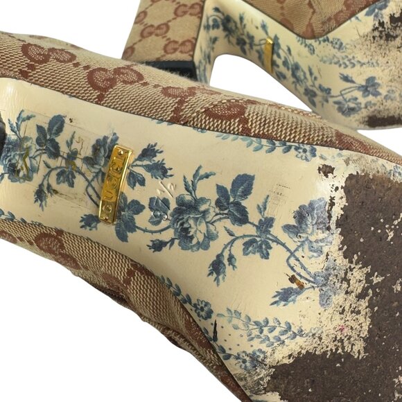 GUCCI Brown Canvas Logo Marmont Monogram Ankle Boots 37.5 - 7.5US - Picture 11 of 11